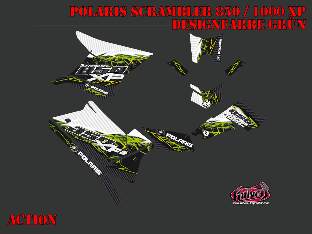 Beispiel Bild für die Farben, Action Green Standard Kit for Polaris Scrambler 850/1000 XP 2013-2022