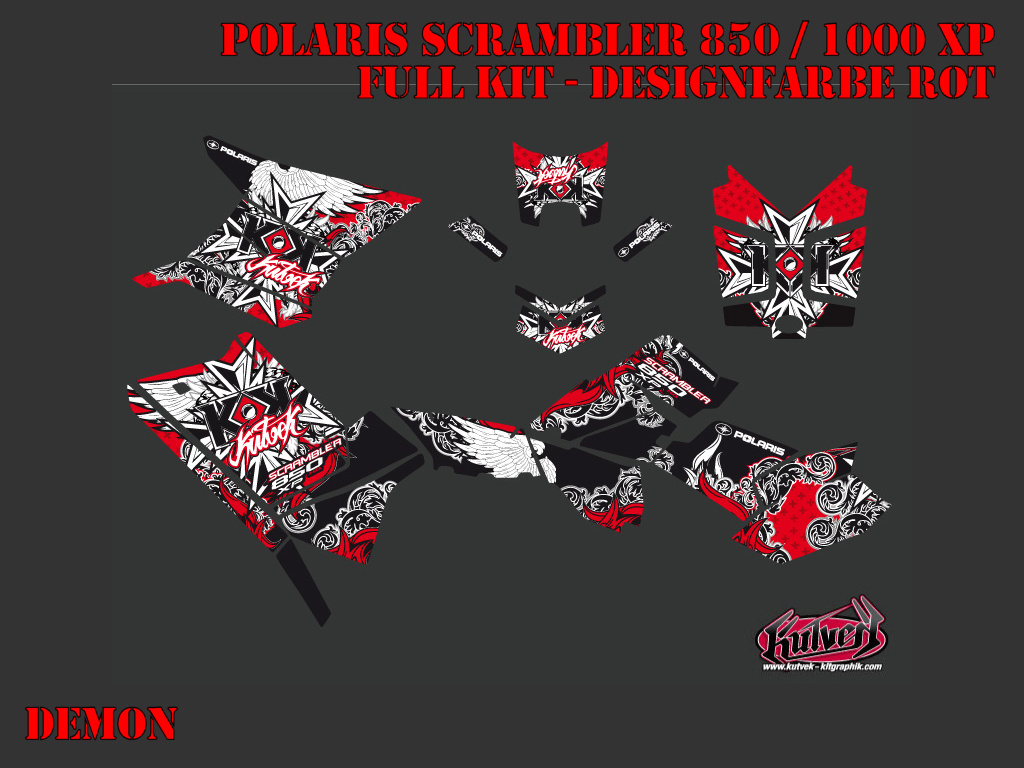 Example picture for thr colors, Demon Rot Full Kit für Polaris Scrambler 850/1000 XP 2013-2022