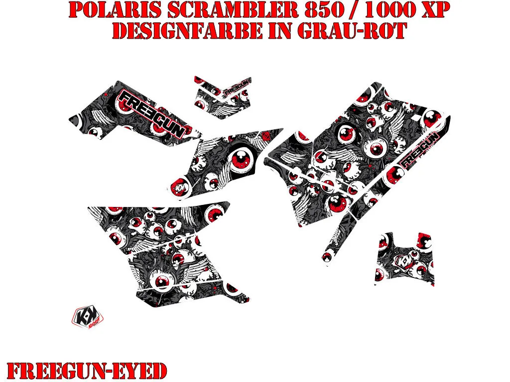 Beispiel Bild für die Farben, Freegun-Eyed Grey-Red Standard Kit for Polaris Scrambler 850/1000 XP 2013-2022
