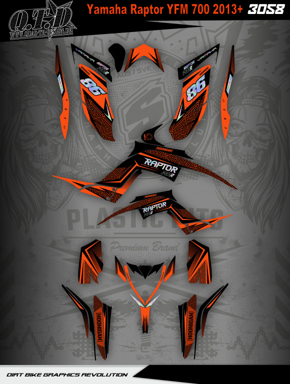 3058 gedruckt auf einer Holo Folie Basis Material für Yamaha Raptor YFM 700R 2013+