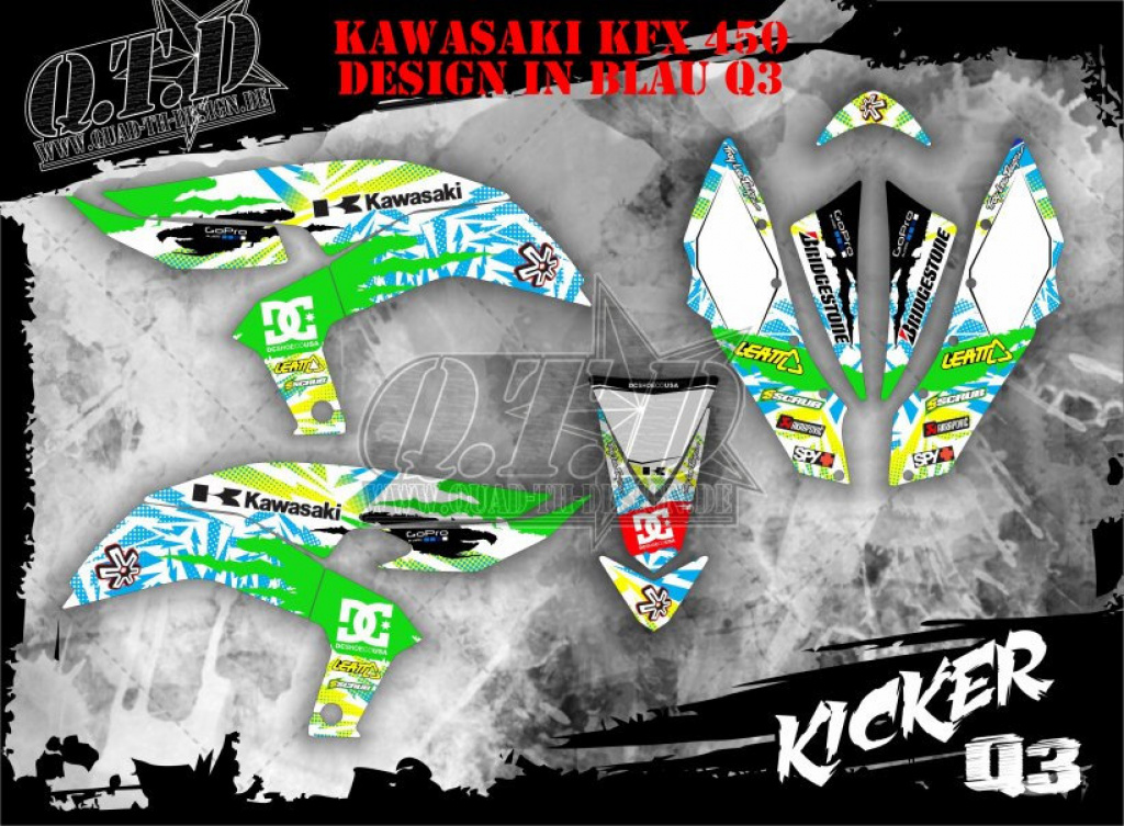 Example picture for thr colors, Kicker Blue for Kawasaki KFX 450