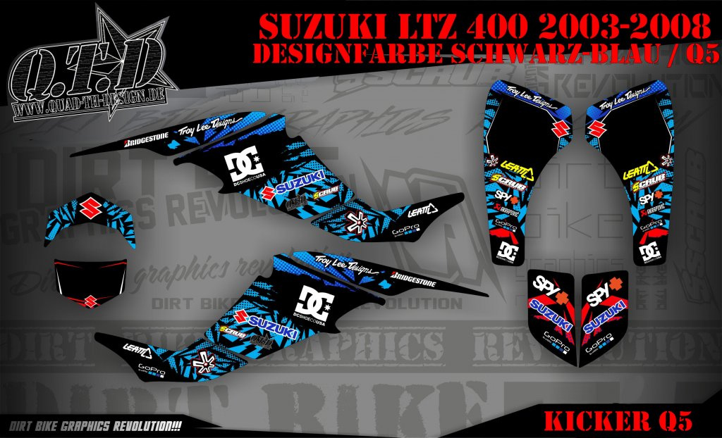 Beispiel Bild für die Farben, Kicker Schwarz-Blau für Suzuki LTZ 400 2003-2008
