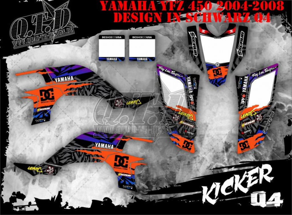 Kicker Schwarz für Yamaha YFZ 450 2004-2008 & 2012-2014