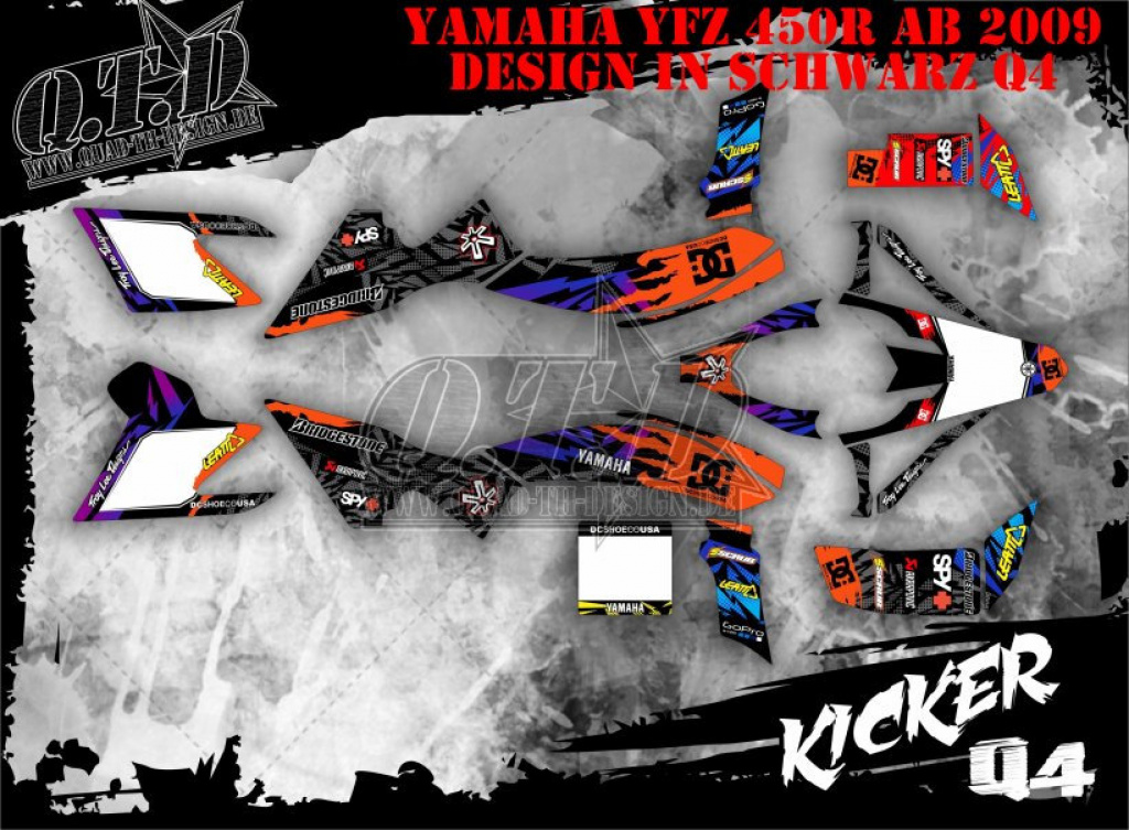 Kicker Schwarz für Yamaha YFZ 450R 2009-2013