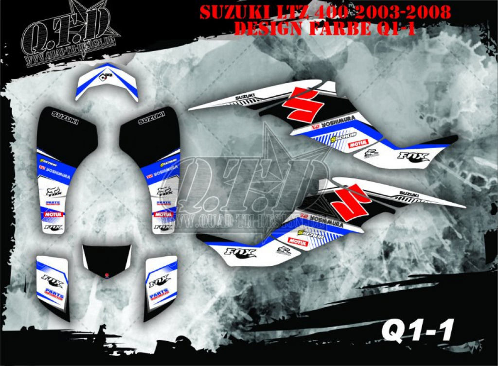 Q1-1 Weiß-Blau für Suzuki LTZ 400 2003-2008