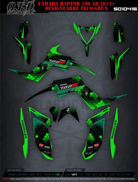 SO10416 Fluo Green for the Yamaha Raptor YFM 700R 2013+