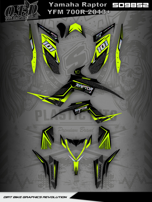 SO9852 fluorescent color on base material holo foil for Yamaha Raptor YFM 700R 2013+