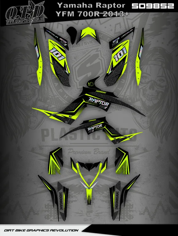 SO9852 fluorescent color on base material holo foil for Yamaha Raptor YFM 700R 2013+