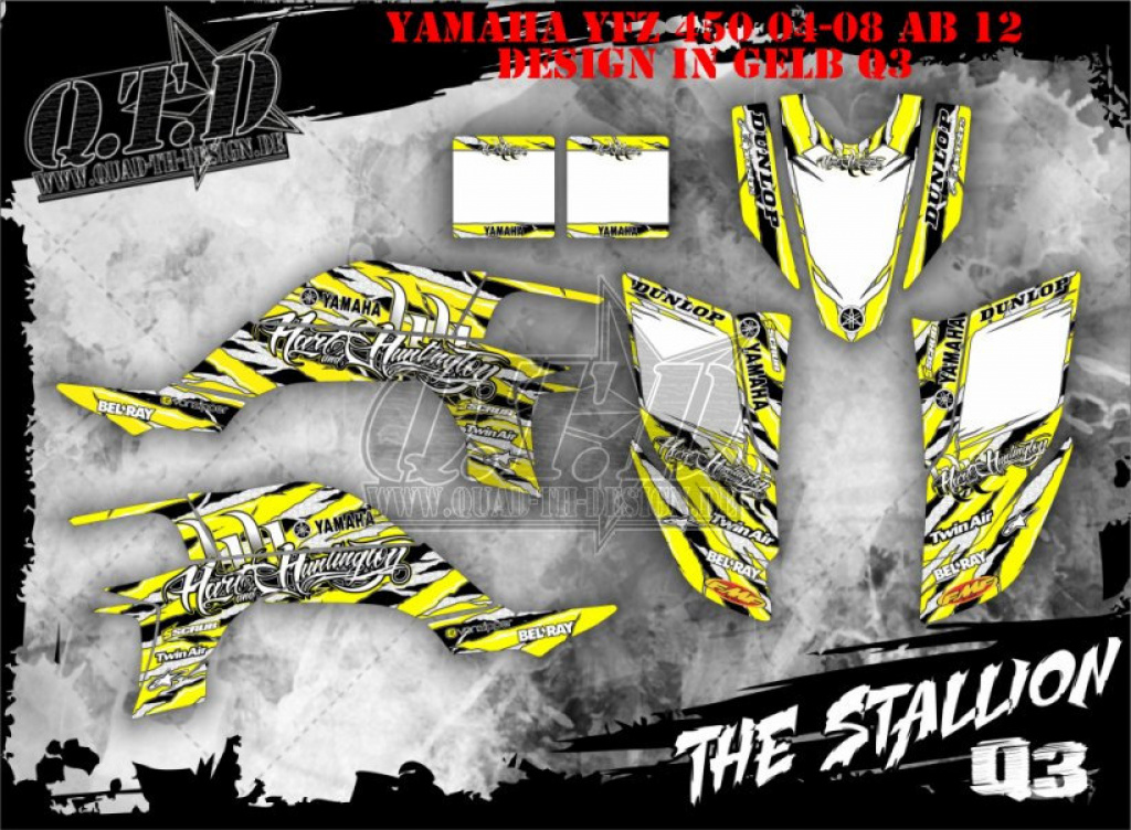 Stallion Yellow for Yamaha YFZ 450 2004-2008 & 2012-2014