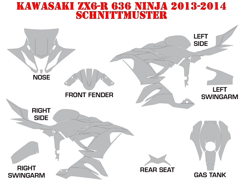 Schnittmuster Kawasaki Ninja 636 ZX-6R 2013-2016
