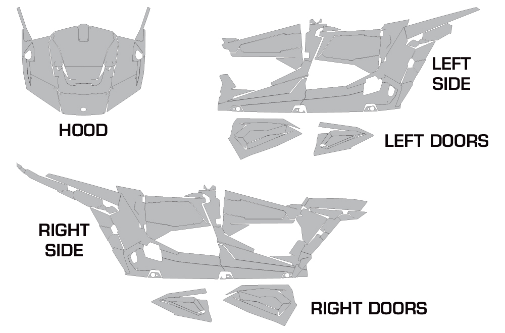 Schnittmuster für Polaris RZR 1000 XP 4 Türer 2013-2018