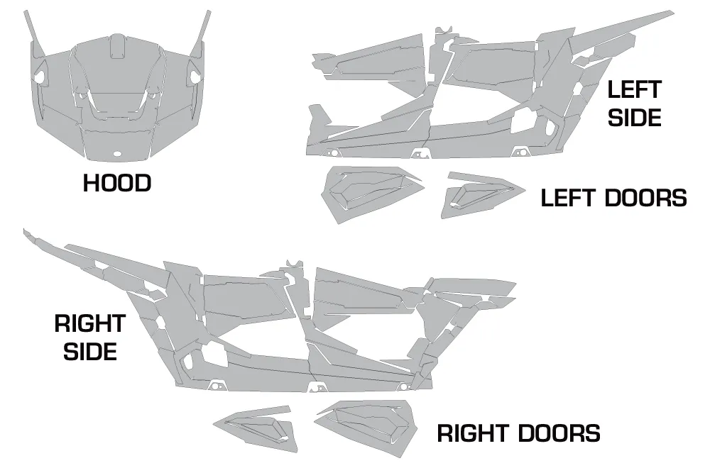 Schnittmuster für Polaris RZR 1000 XP 4 Türer 2013-2018