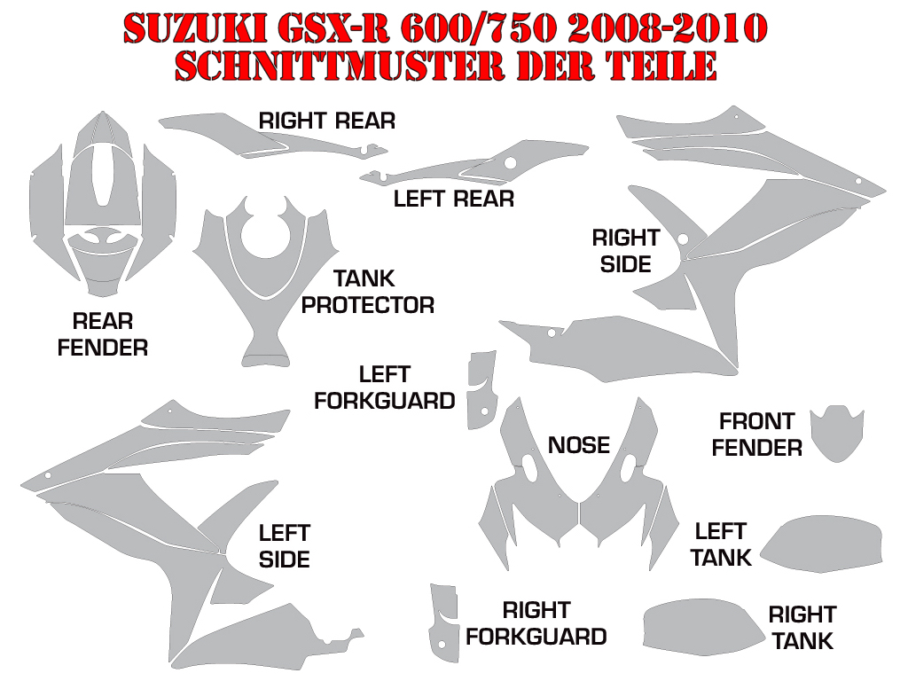 Cutting Pattern for Suzuki GSXR 600/750 2008-2010