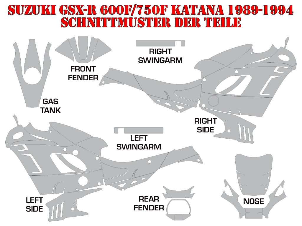 Cutting Pattern for Suzuki GSXR 600F/750F Katana 1988-1997