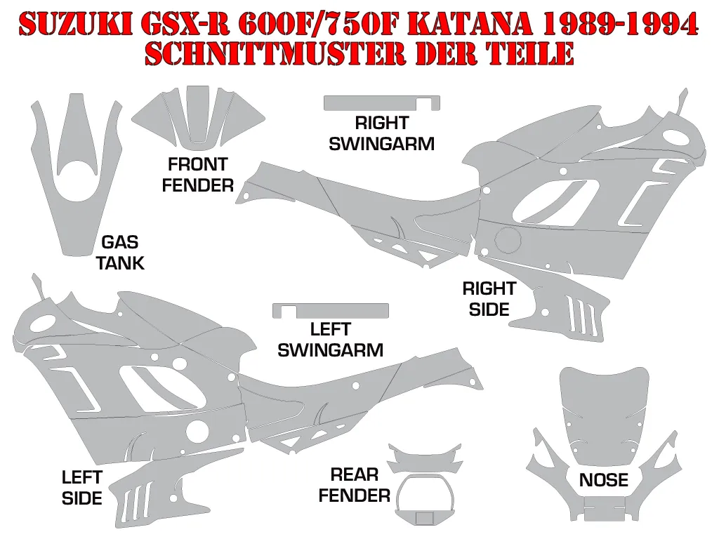 Schnittmuster für Suzuki GSXR 600F/750F Katana 1988-1997