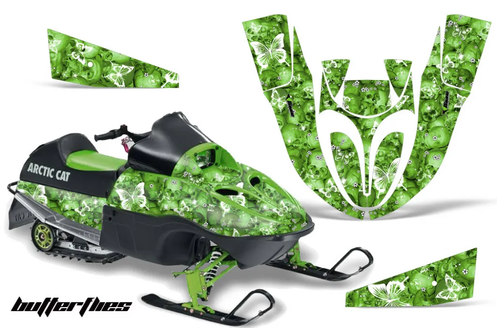 Butterfly Hintergrund = Grün, Designfarbe = Weiß für Arctic Cat 120 Sno Pro