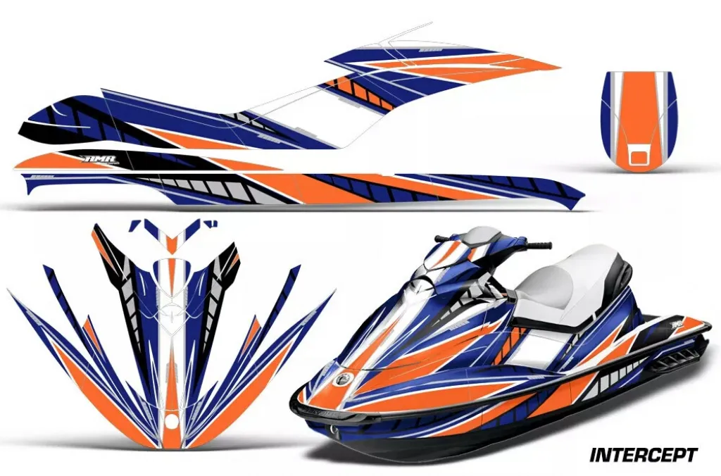 Intercept Hintergrund = Blau, Designfarbe = Orange für CAN-AM Sea Doo GTI Sitdown 2006-2010