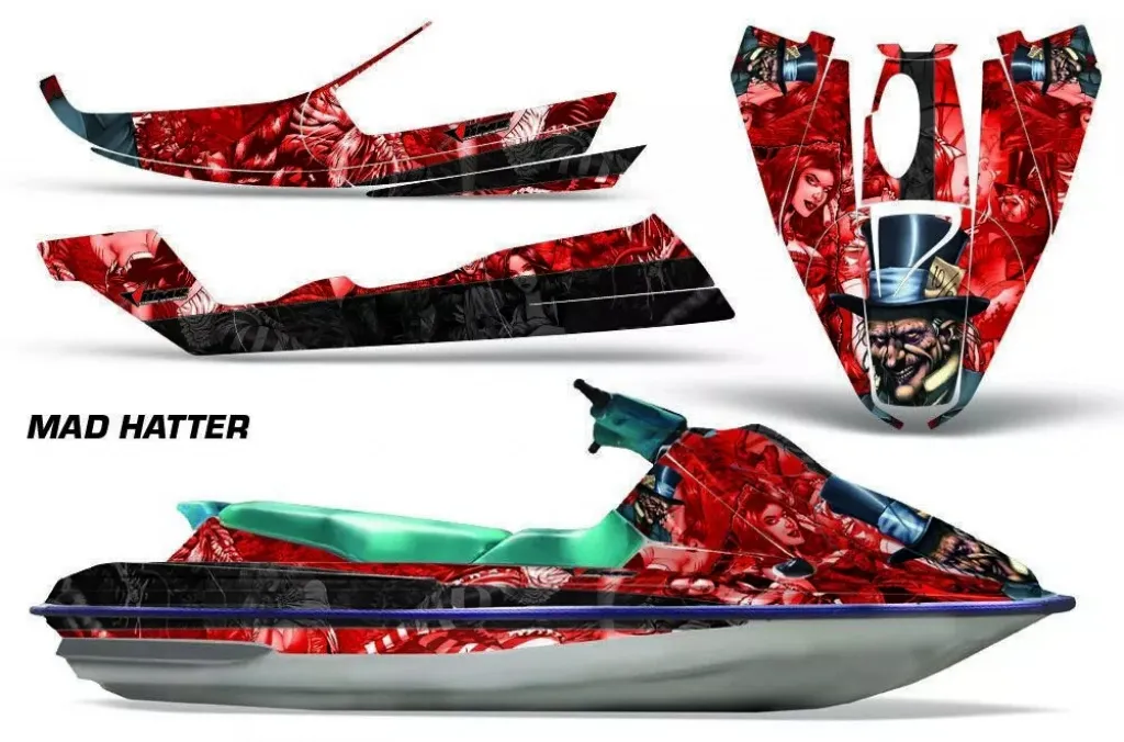 Mad Hatter Background = Red, Design color = Black for CAN-AM Sea Doo GTS Sitdown 1992-1997
