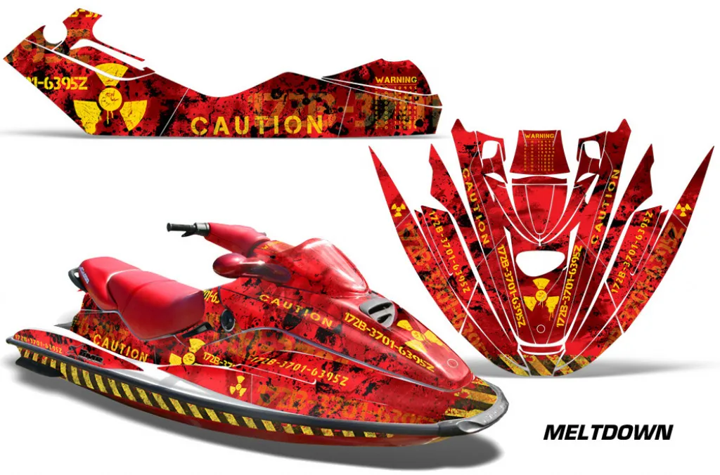 Meltdown Hintergrund = Rot, Designfarbe = Gelb für CAN-AM Sea Doo GTX Siege Avant Sitdown 1996-1999