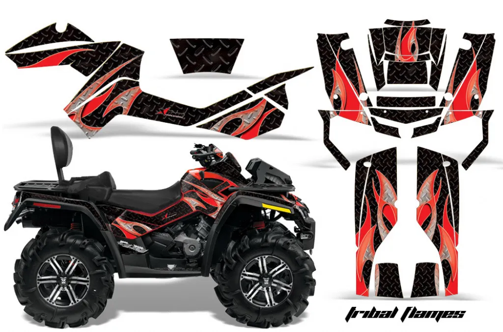 Tribal Flame Background = Black, Design color = Red for CAN-AM Outlander MAX 500/650/800 2006-2012
