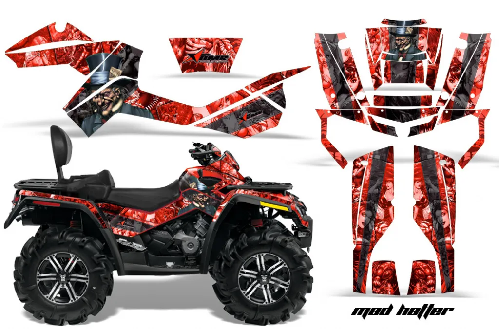 Mad Hatter Background = Red, Design color = Black for CAN-AM Outlander MAX 500/650/800 2006-2012