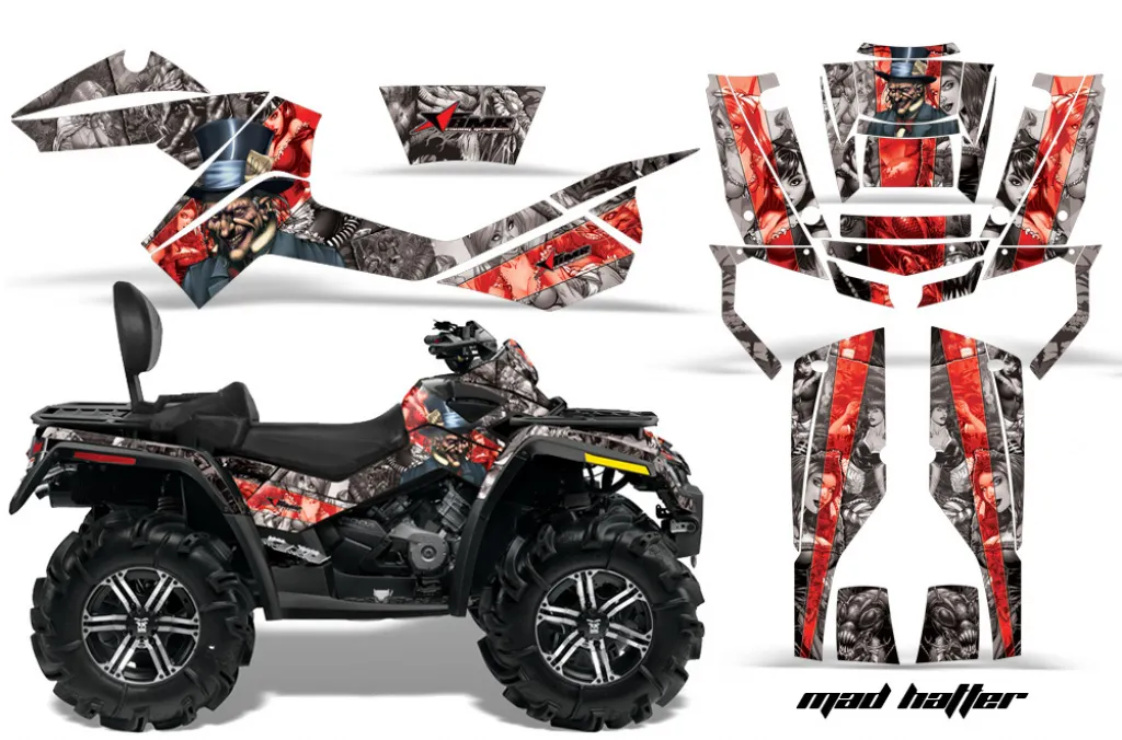Mad Hatter Background = Silver, Design color = Red for CAN-AM Outlander MAX 500/650/800 2006-2012
