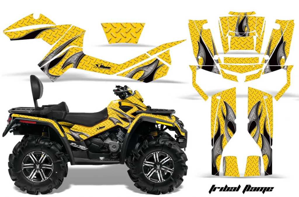 Tribal Flame Background = Yellow, Design color = Black for CAN-AM Outlander MAX 500/650/800 2006-2012