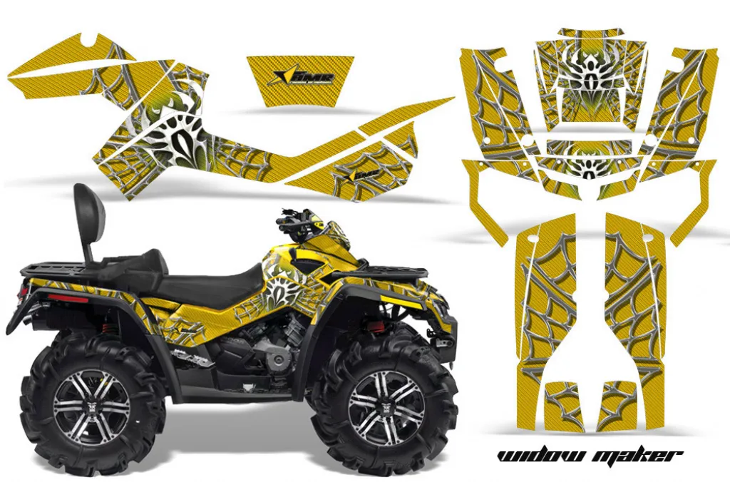 Widow Maker Background = Yellow, Design color = Silver for CAN-AM Outlander MAX 500/650/800 2006-2012