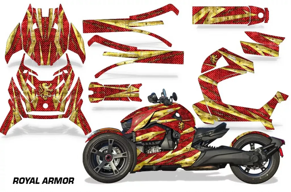 Royal Armor Hintergrund = Rot, Designfarbe = Gelb für CAN-AM Ryker 2018-2024