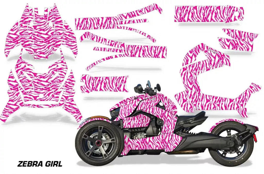 Zebra Girl Hintergrund = Weiß, Designfarbe = Pink für CAN-AM Ryker 2018-2024