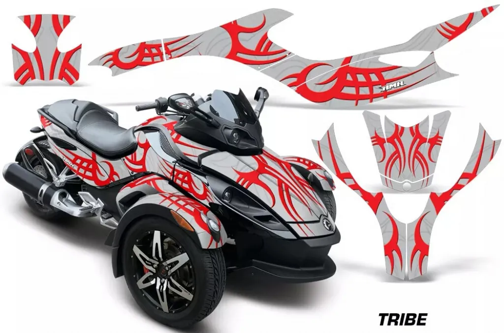 Tribe Hintergrund = Silber, Designfarbe = Rot für CAN-AM Spyder RS/RSS
