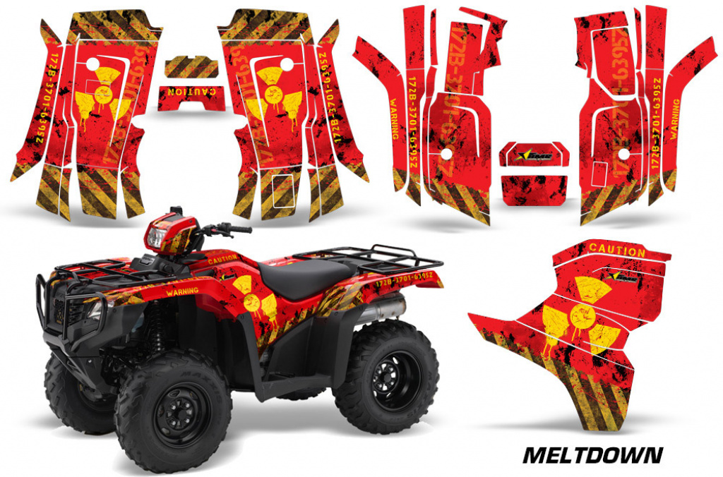 Meltdown Background = Red, Design color = Yellow for Honda Fourtrax TRX 500 Foreman 2014-2019