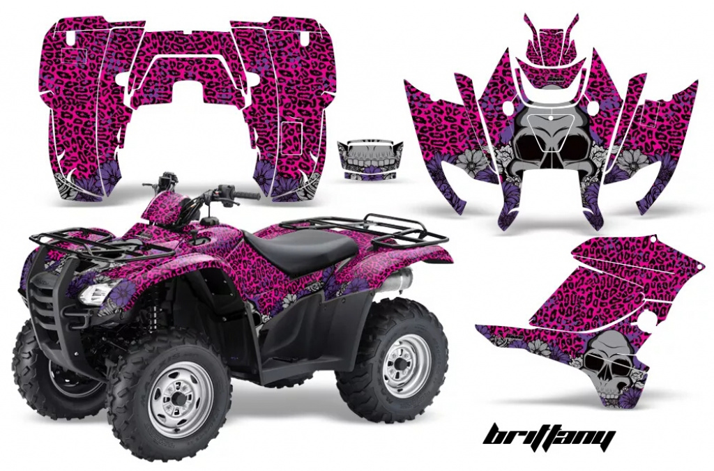 Brittany Background = Black, Design color = Pink for Honda Rancher/Rancher AT 2007-2013