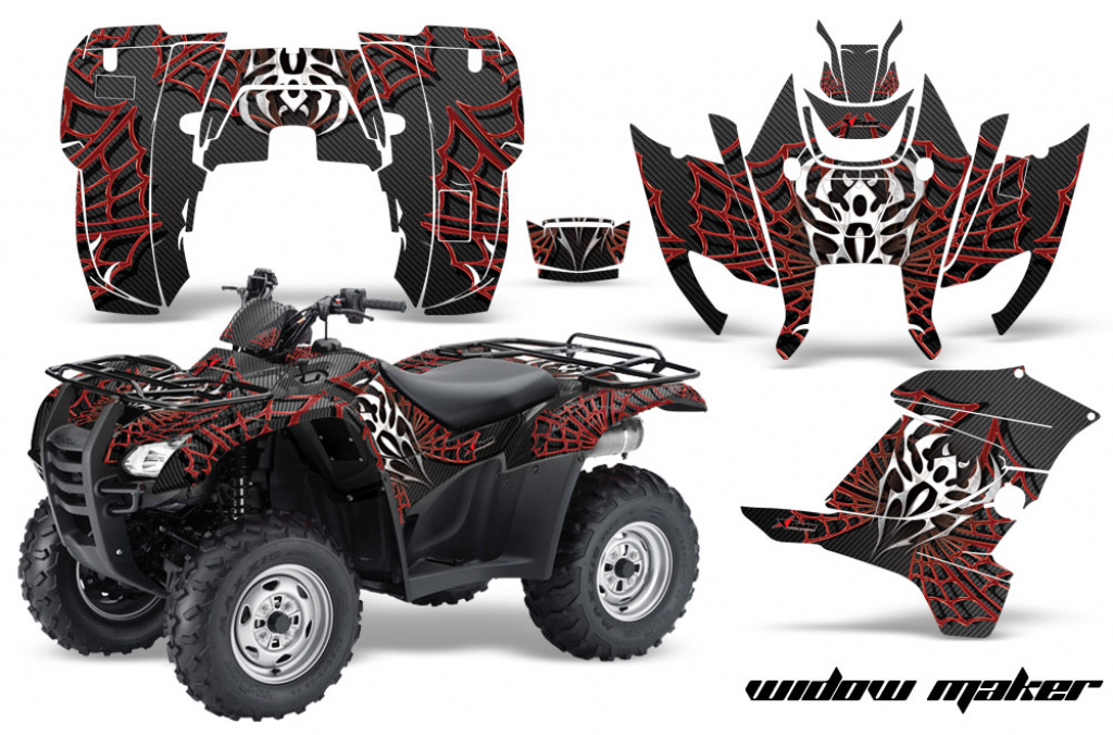 Widow Maker Background = Black, Design color = Red for Honda Rancher/Rancher AT 2007-2013
