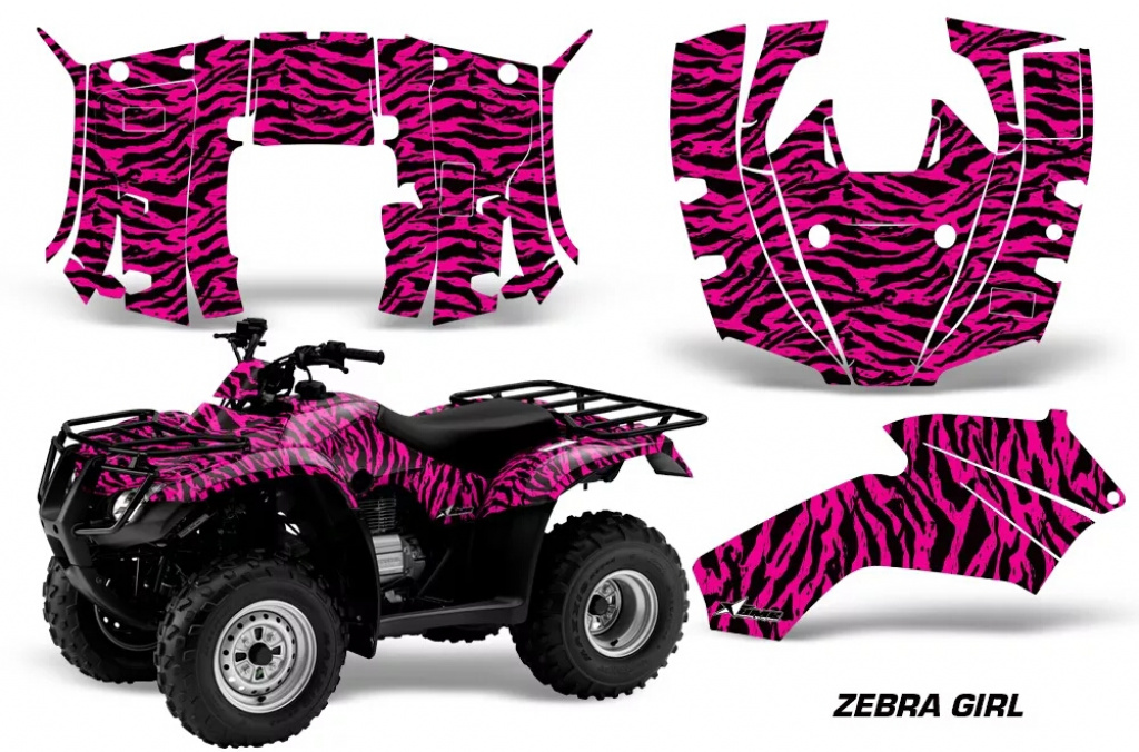 Zebra Girl Background = Black, Design color = Pink for Honda Recon ES Fourtrax 2005-2018