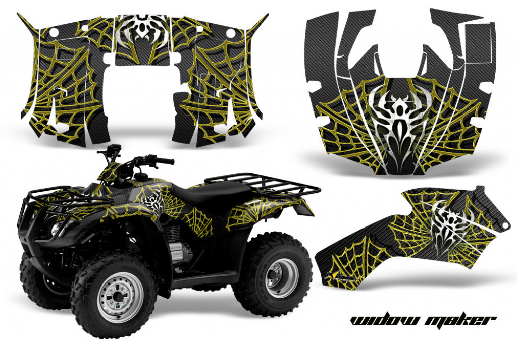 Widow Maker Background = Black, Design color = Yellow for Honda Recon ES Fourtrax 2005-2018