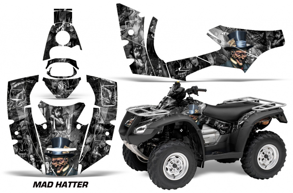 Mad Hatter Background = Black, Design color = Silver for Honda Rincon/TRX 680 2006-2018