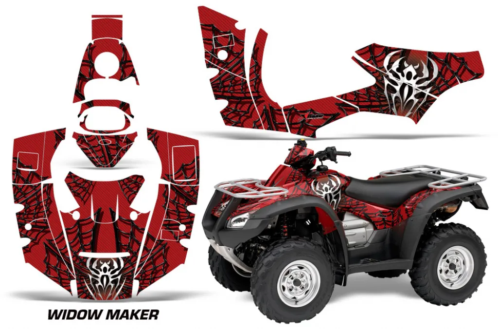 Widow Maker Hintergrund = Rot, Designfarbe = Schwarz für Honda Rincon/TRX 680 2006-2018