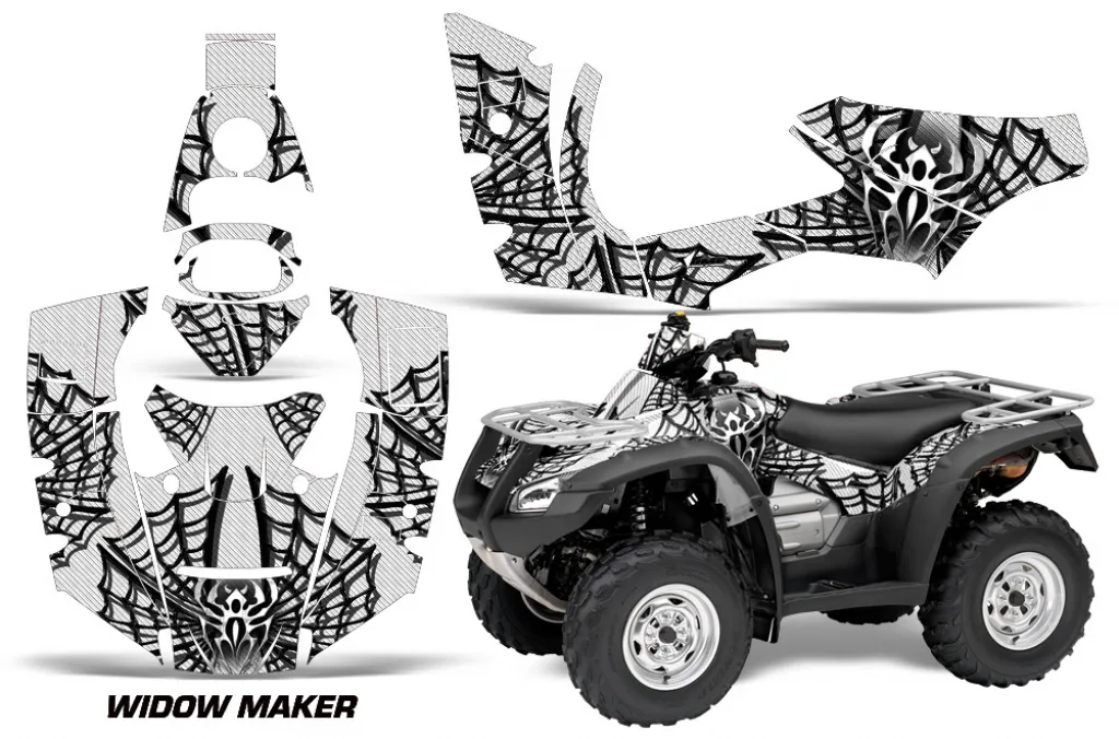 Widow Maker Hintergrund = Weiß, Designfarbe = Schwarz für Honda Rincon/TRX 680 2006-2018