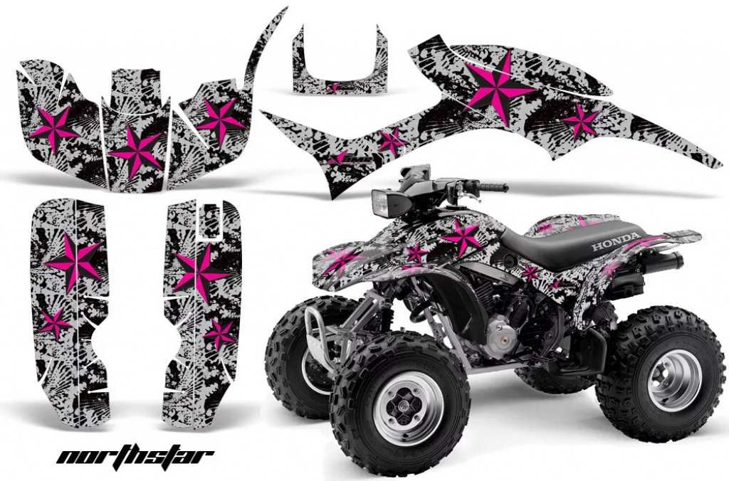 Northstar Background = Silver, Design color = Pink for Honda TRX 300EX 1993-2006