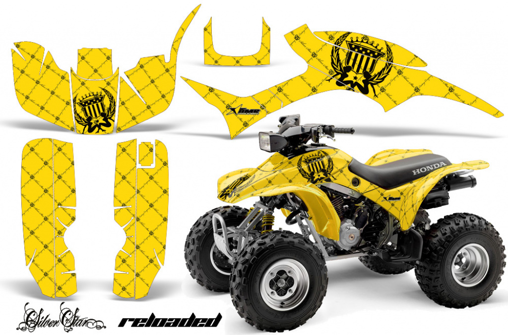 SilverStar- Reloaded Background = Yellow, Design color = Black for Honda TRX 300EX 1993-2006