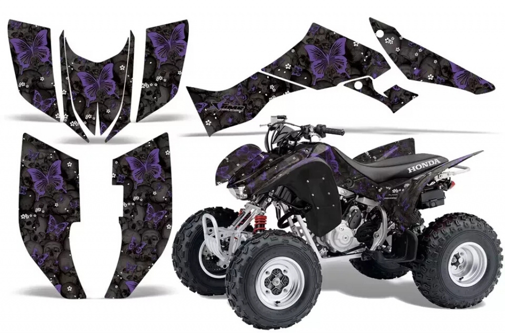 Butterfly Background = Black, Design color = Purple for Honda TRX 300EX 2007-2013