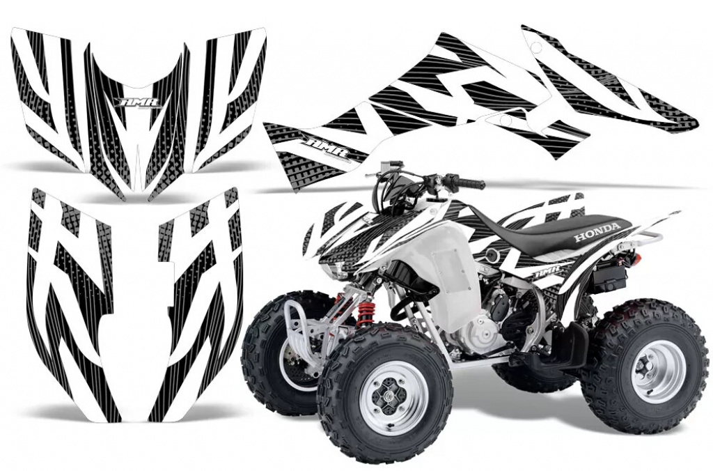 Zooted Background = Black, Design color = White for Honda TRX 300EX 2007-2013