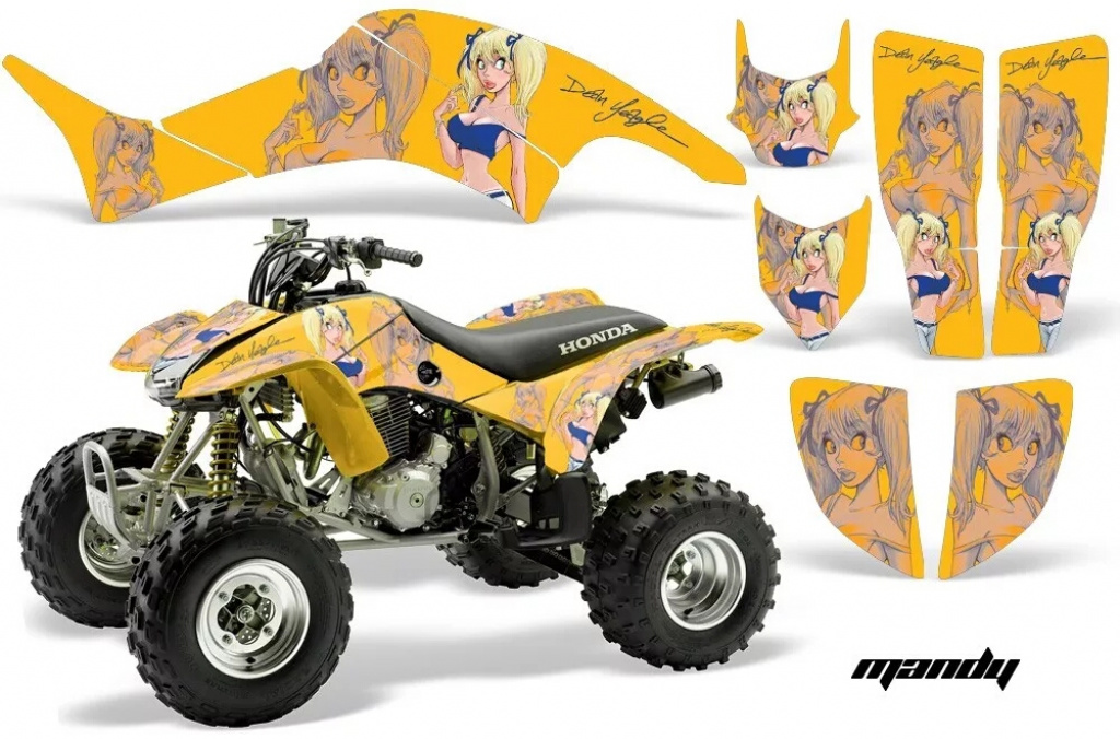 Mandy Background = Yellow, Design color = Blue for Honda TRX 400EX 1999-2007