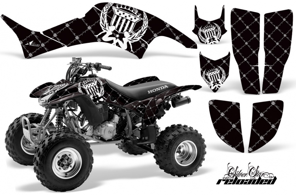 SilverStar- Reloaded Background = Black, Design color = White for Honda TRX 400EX 1999-2007