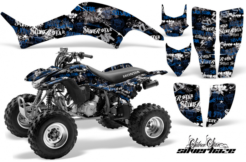SilverStar- Silverhaze Background = Black, Design color = Blue for Honda TRX 400EX 1999-2007