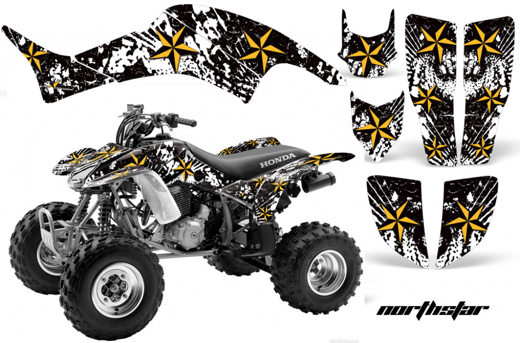 Northstar Background = White, Design color = Yellow for Honda TRX 400EX 1999-2007