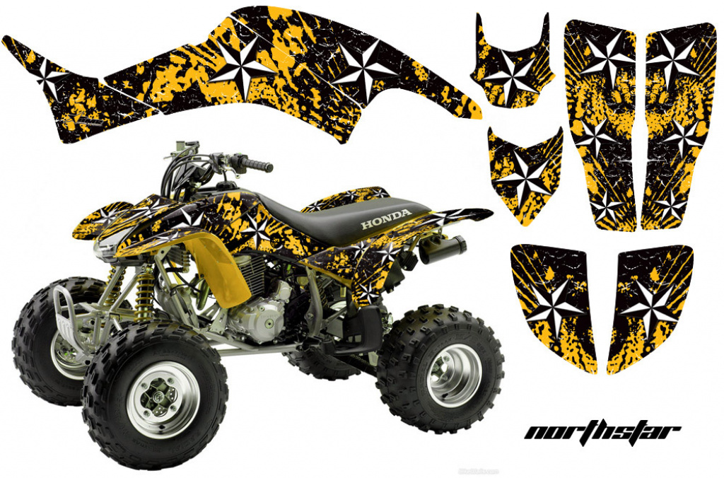 Northstar Background = Yellow, Design color = White for Honda TRX 400EX 1999-2007