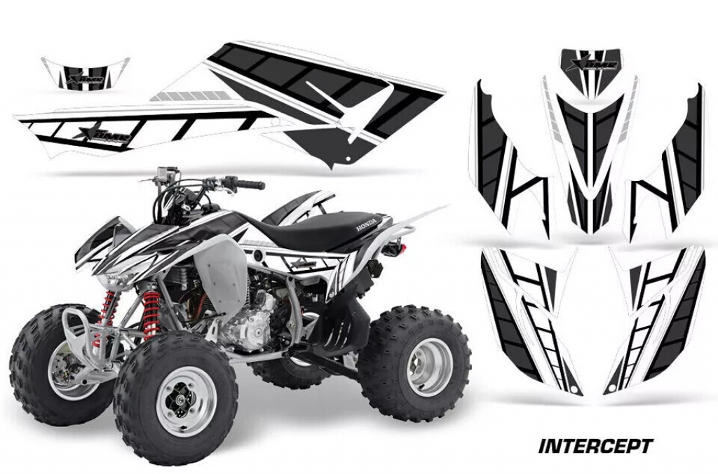 Intercept Background = White, Design color = Black for Honda TRX 400EX 2008-2016