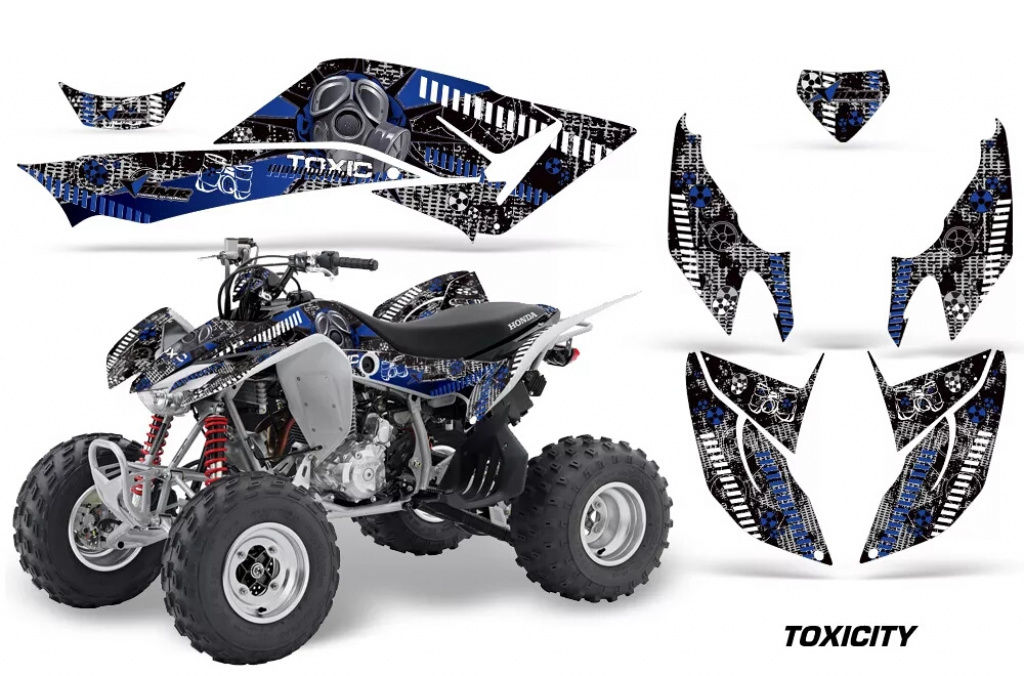 Toxicity Background = Black, Design color = Blue for Honda TRX 400EX 2008-2016